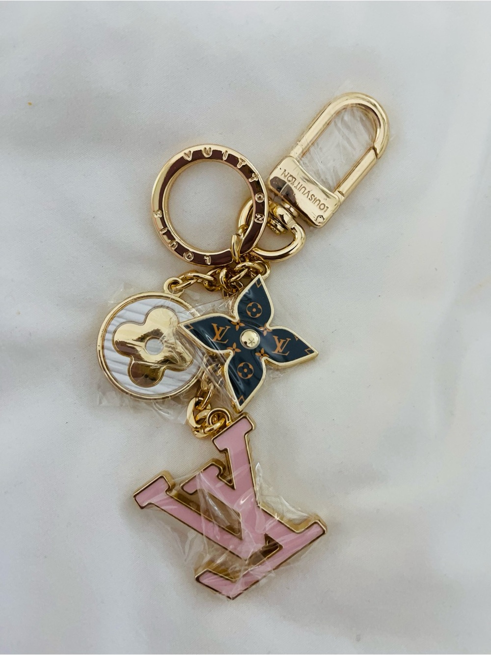 Pink Enamel Keychain & Purse Charm